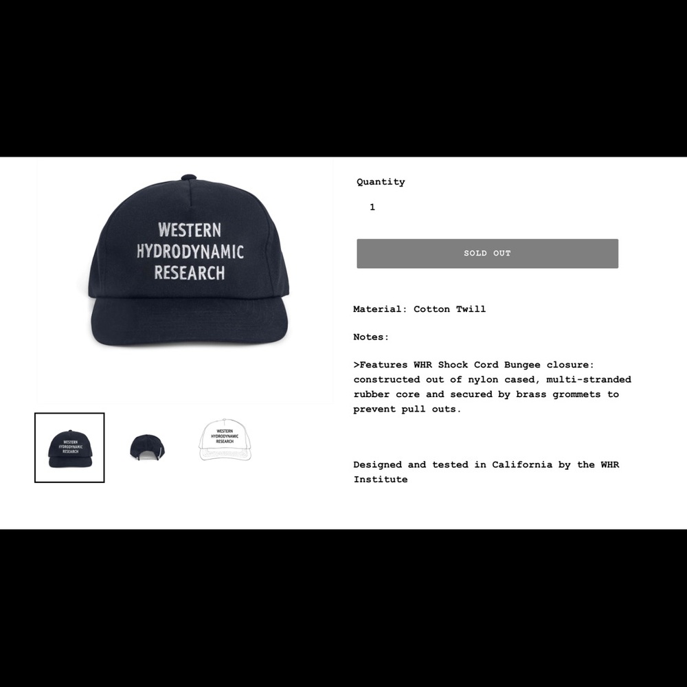Sold Out WHR Western Hydrodynamic Research Baseball Hat